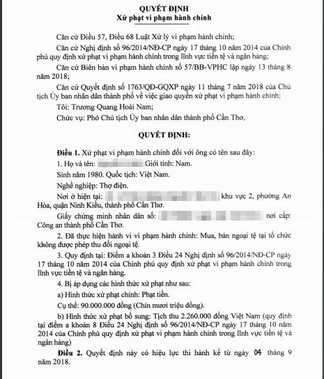 Bị phạt 90 triệu đồng vì đổi 100 USD ở tiệm vàng