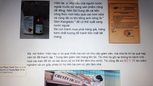 Cục ATTP (Bộ Y tế): NTD - cẩn trọng với thảo dược giảm cân Slim Kangtado